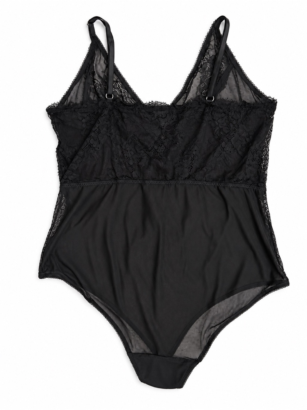 Fashion Nova Black Lace Trim Sheer Bodysuit